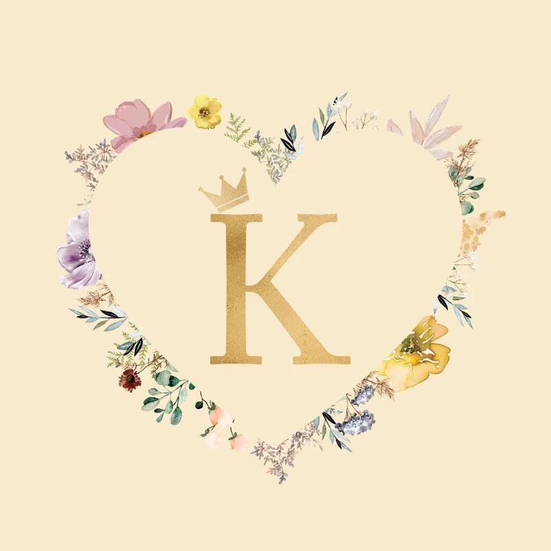 Buchstabe K, Monogramm, Herz, personalisierbar