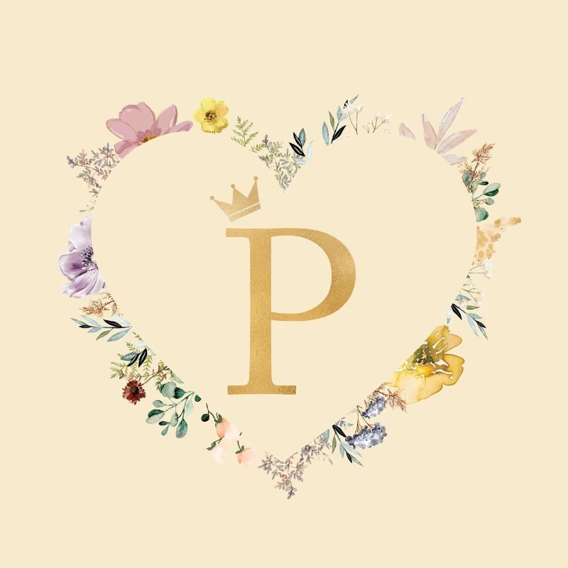 Buchstabe P, Monogramm, Herz, personalisierbar