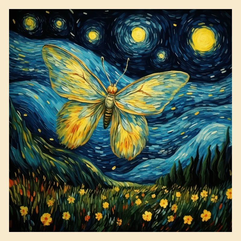 Moth, Van Gogh, Starry Night, Animal