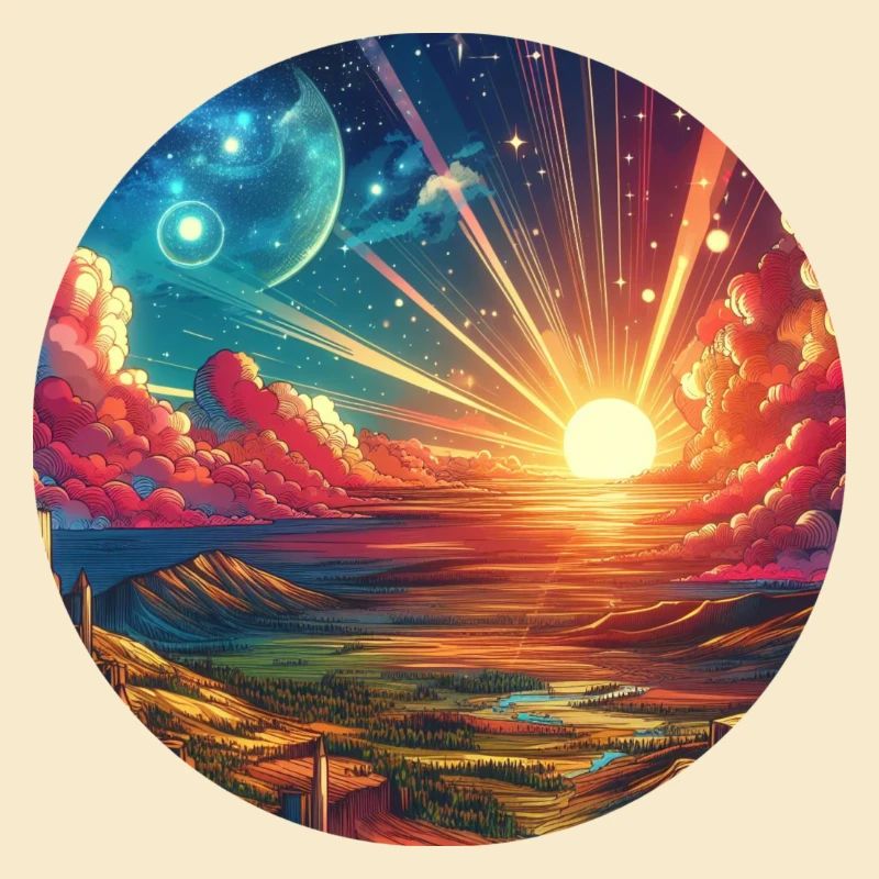 Landscape Colorful Epic Mountains Clouds Comic