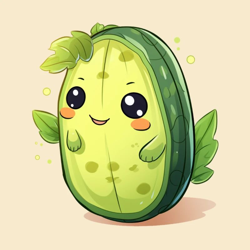 Homme concombre de cactus de Kawaii – Design mignon