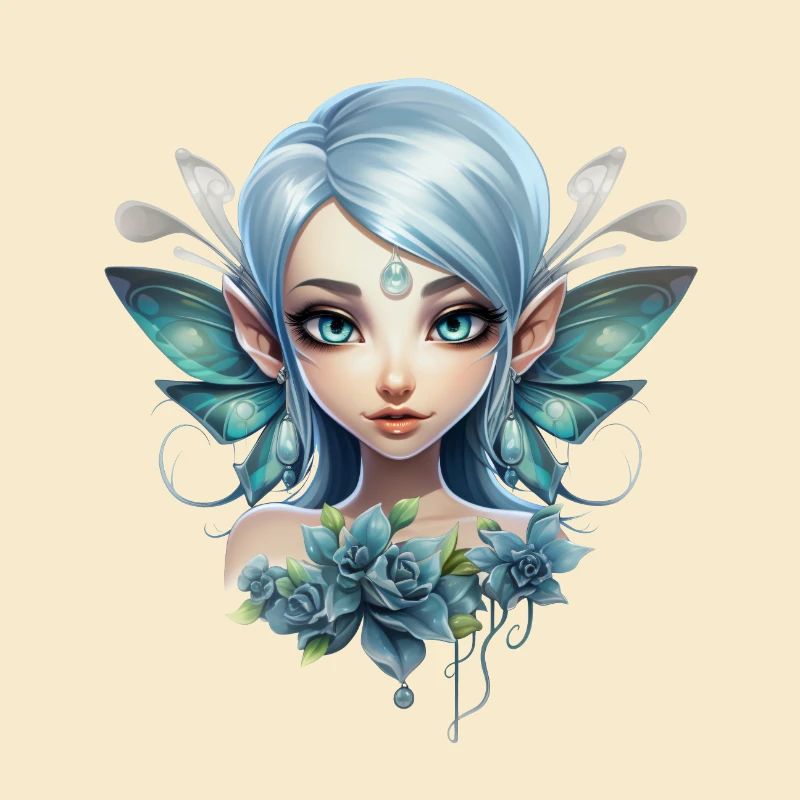 Blumen Fee mit Edelstein – Fantasy Design