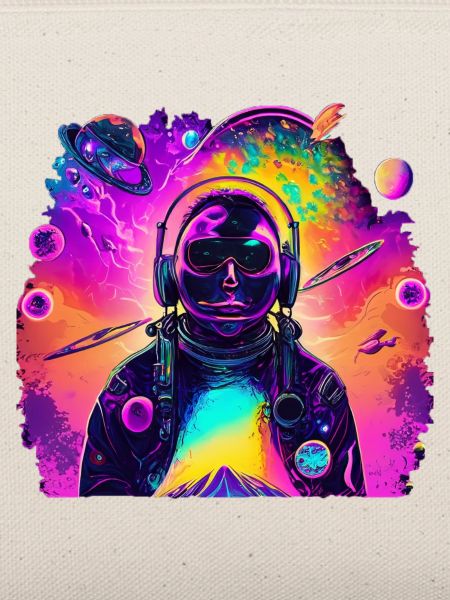 Neon-Astronaut im Regenbogenkosmos