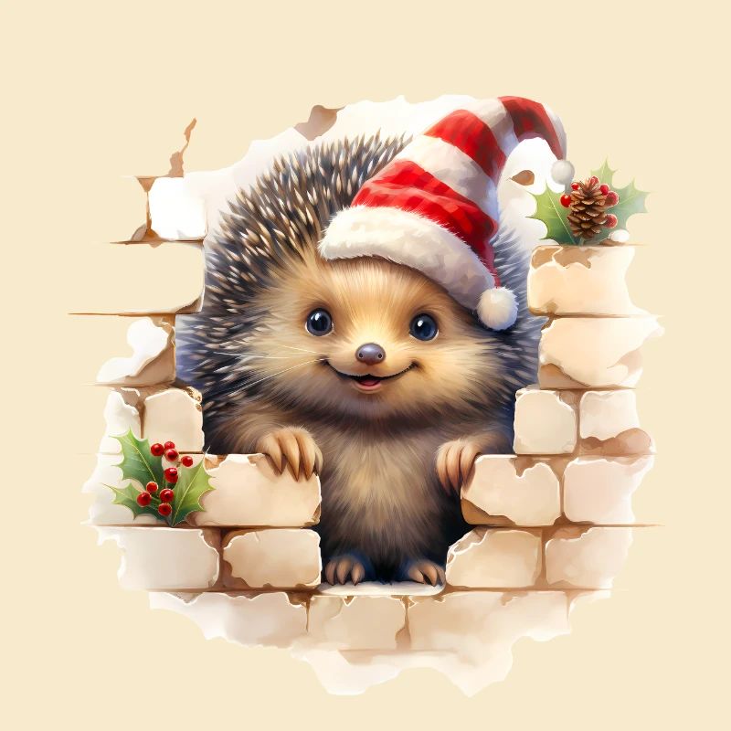Hérisson de Noël dans le mur