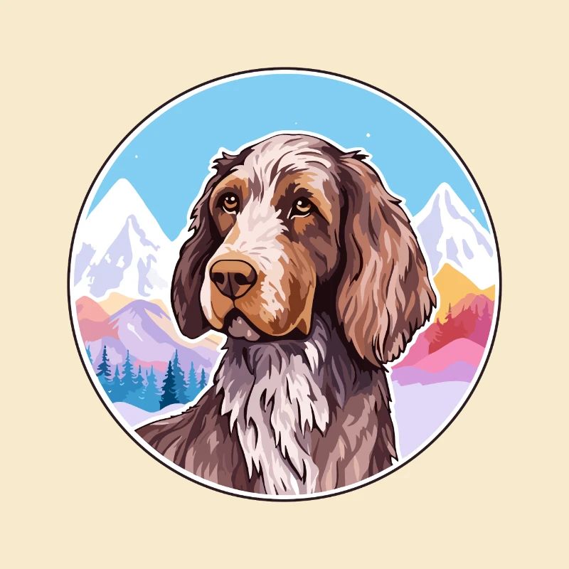 German Wirehaired Pointer Dog Breed Cartoon Kawaii