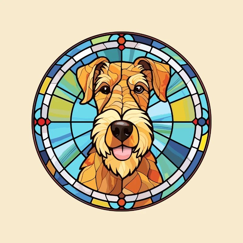 Airedale Terrier Hunderasse Buntes Glas