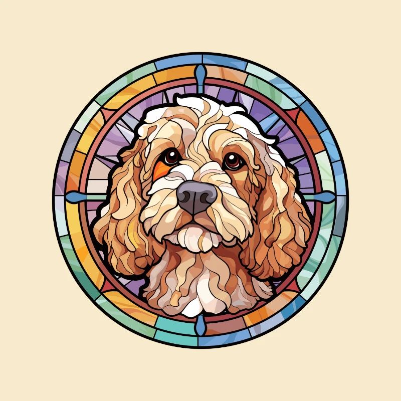 Cockapoo Hunderasse Buntes Glas Buntes Wassercol