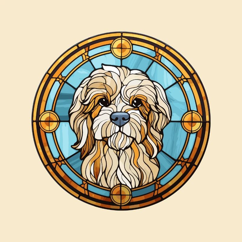 Lowchen Kleiner Löwe Hund Rasse Buntglas Farbe