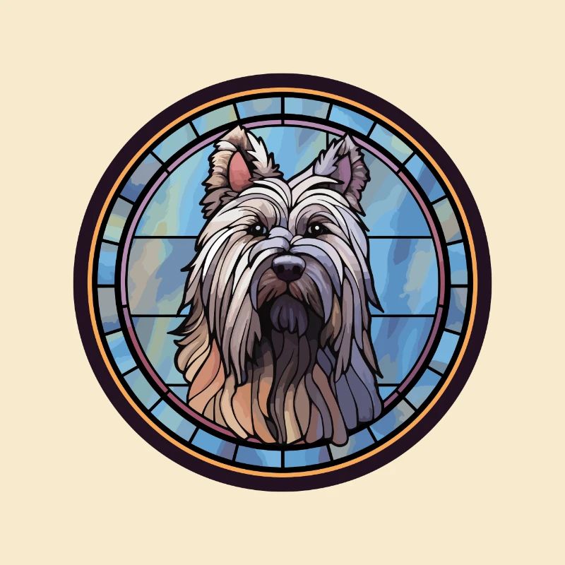 Skye Terrier Hunderasse Buntes Glas