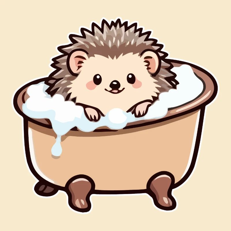 Hérisson mignon dans la baignoire