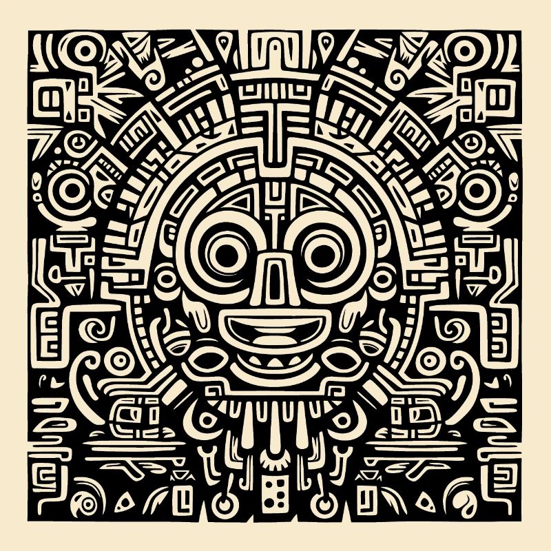 Inca, Aztec, Mayan pattern, artwork black