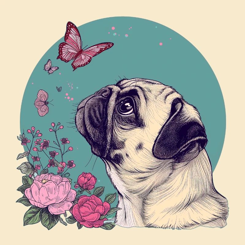 Mops und Schmetterling