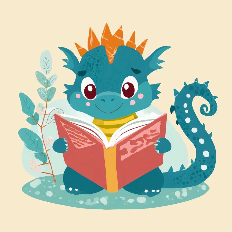 Kleiner Drache mit Buch