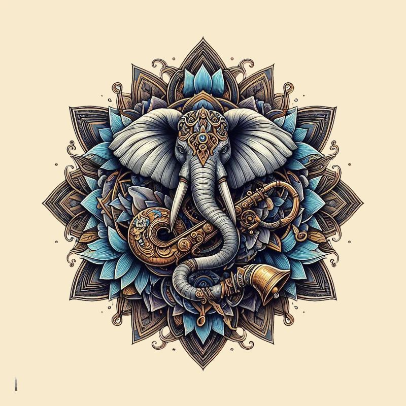 Mandala d’éléphants dans le style steampunk