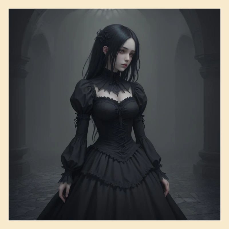 Gothic Viktorianisches Schwarzkleid