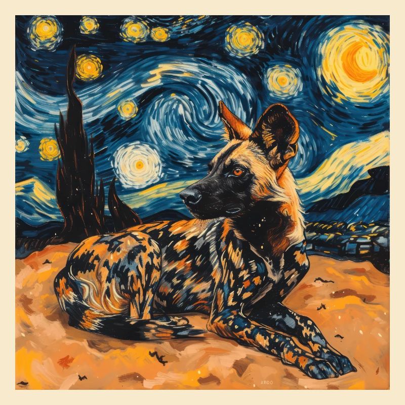hyäne, van gogh, sternennacht