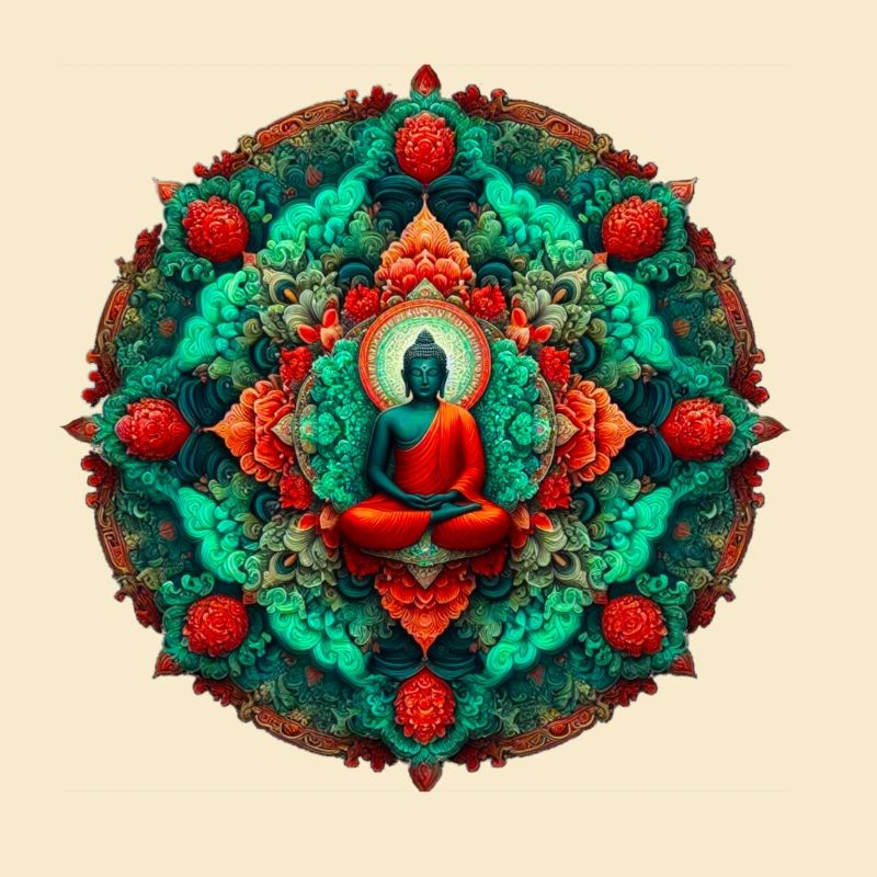 Bouddha Mandala sarcelle