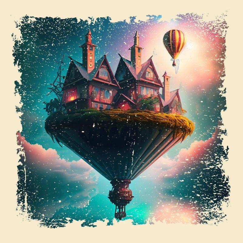 Fantasy schwebendes Dorf
