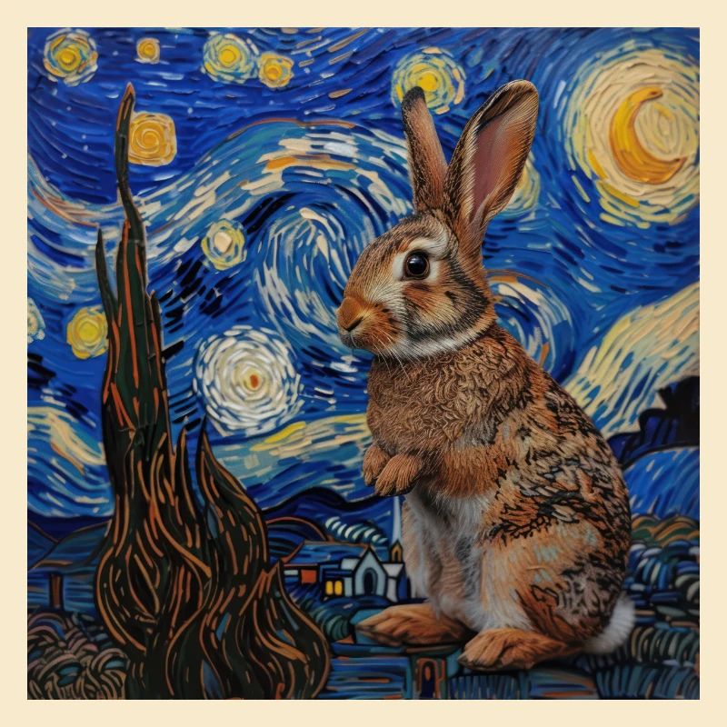 Hare, Rabbit, Van Gogh, Starry Night
