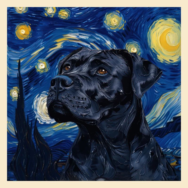 Cane corso , hund, van gogh, sternennacht, geschen