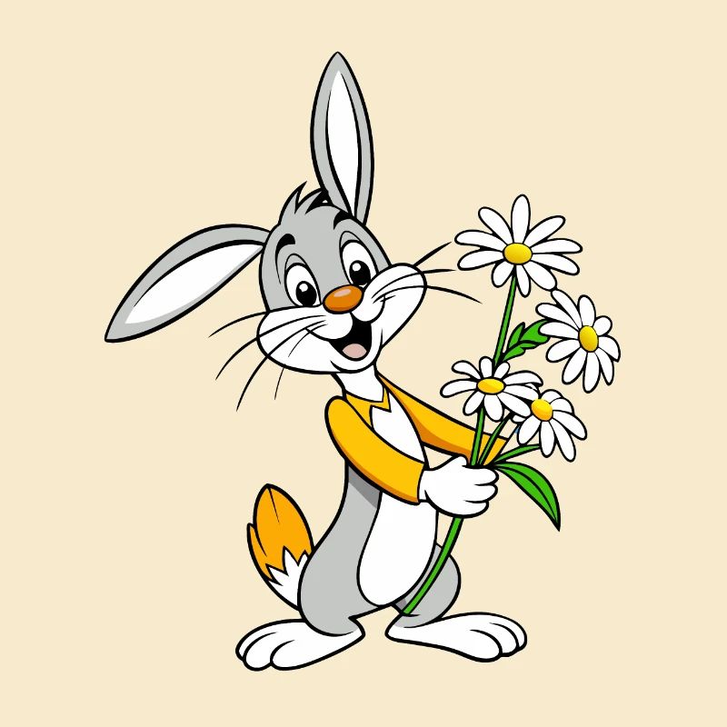 Jubilant Jackrabbit with Chamomile Bouquet