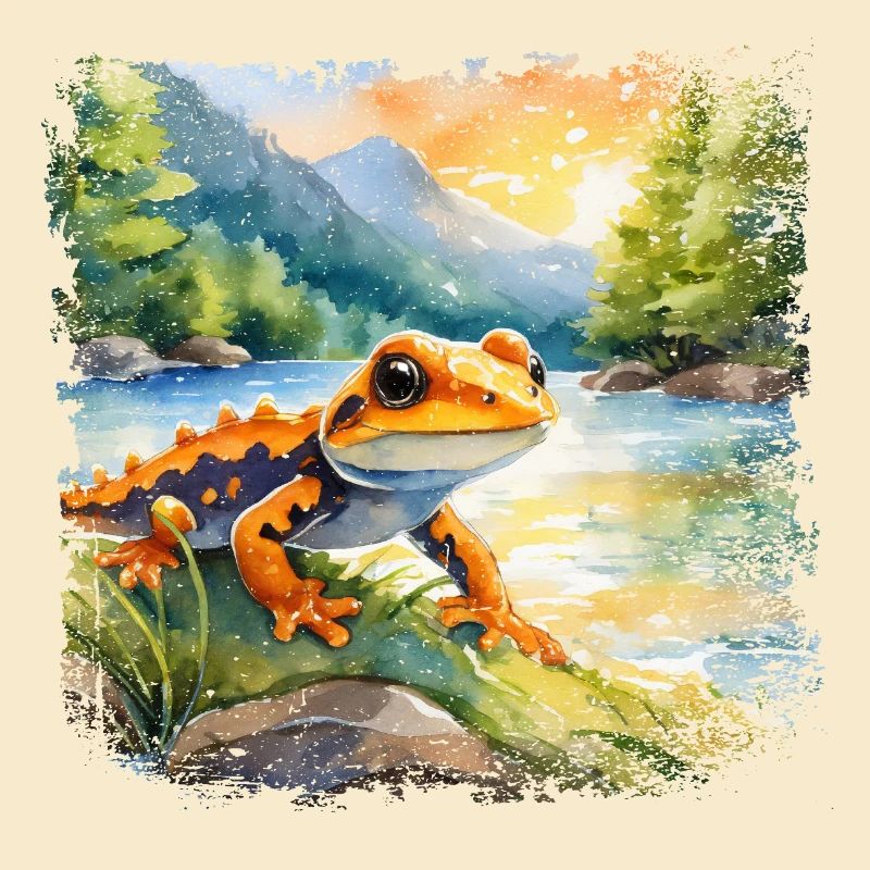 Cute young fire salamander