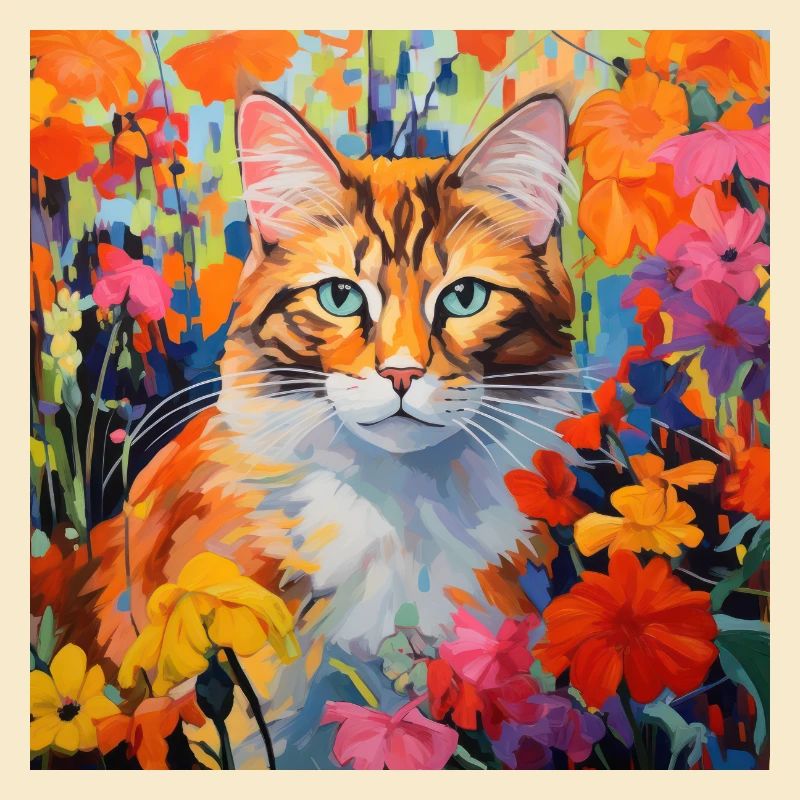 chat, motif de chat, fleurs, cadeau, idée cadeau