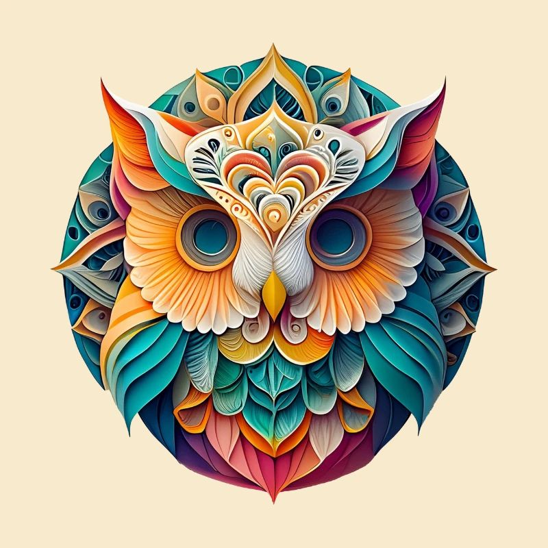 Bunte Eule im Mandala Design