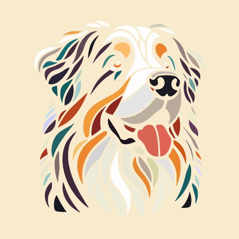Multicolor Bernese Mountain Dog Head Geom art
