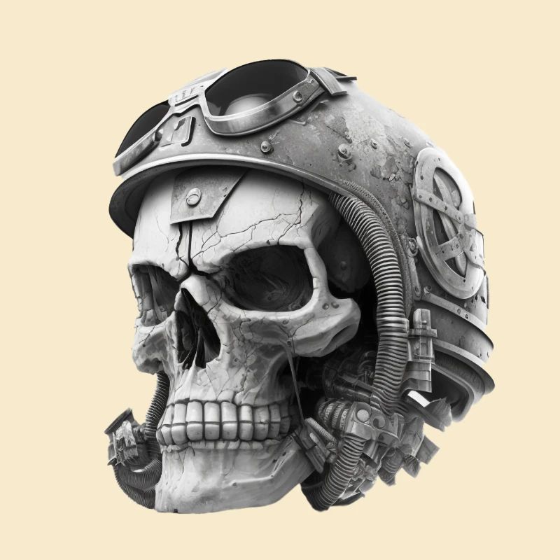 Skull with helmet