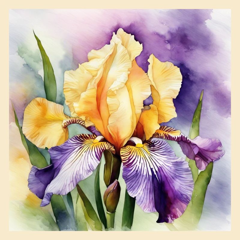 Iris iris purple orange | Watercolor Design