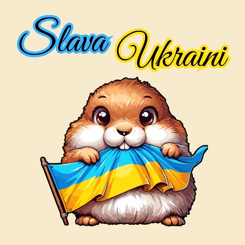 Chien de prairie mignon avec drapeau ukrainien