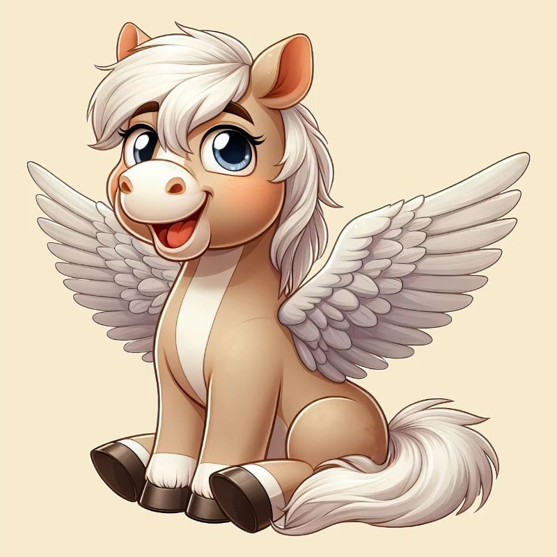 Dessin animé d’ange de cheval mignon avec des ailes