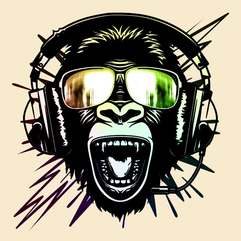 Affe mit Neonbrille