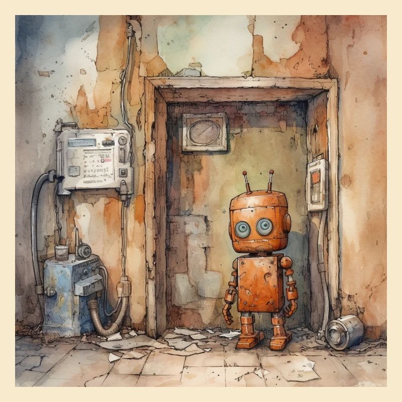 Old rusty abandoned robots