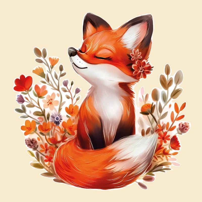 Fuchs mit Blumen