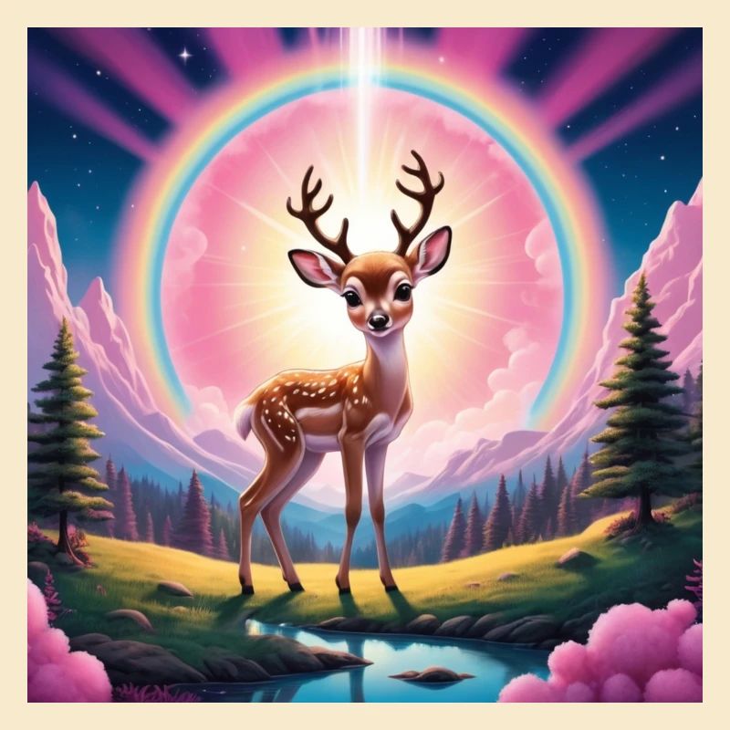 Cerf avec arc-en-ciel