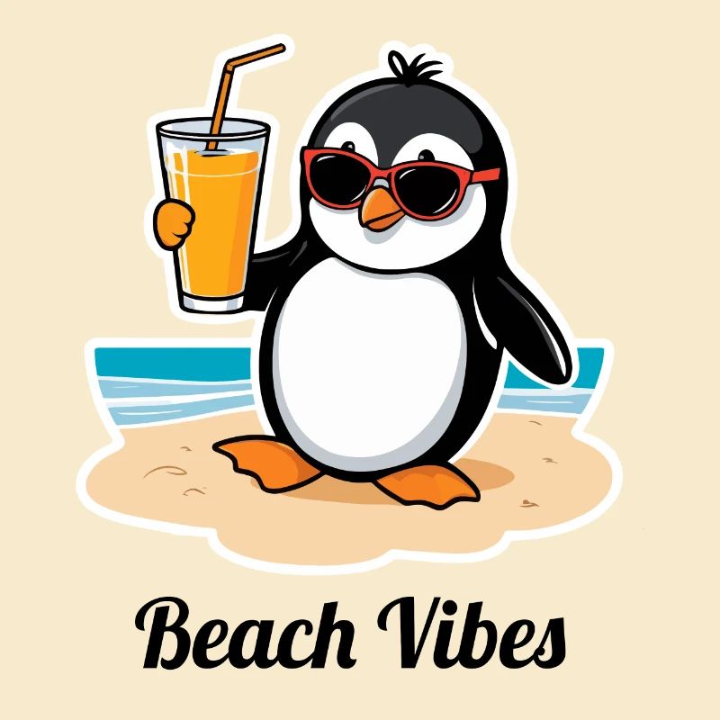 Lässiger Strand-Pinguin – Sommer Urlaubsfeeling