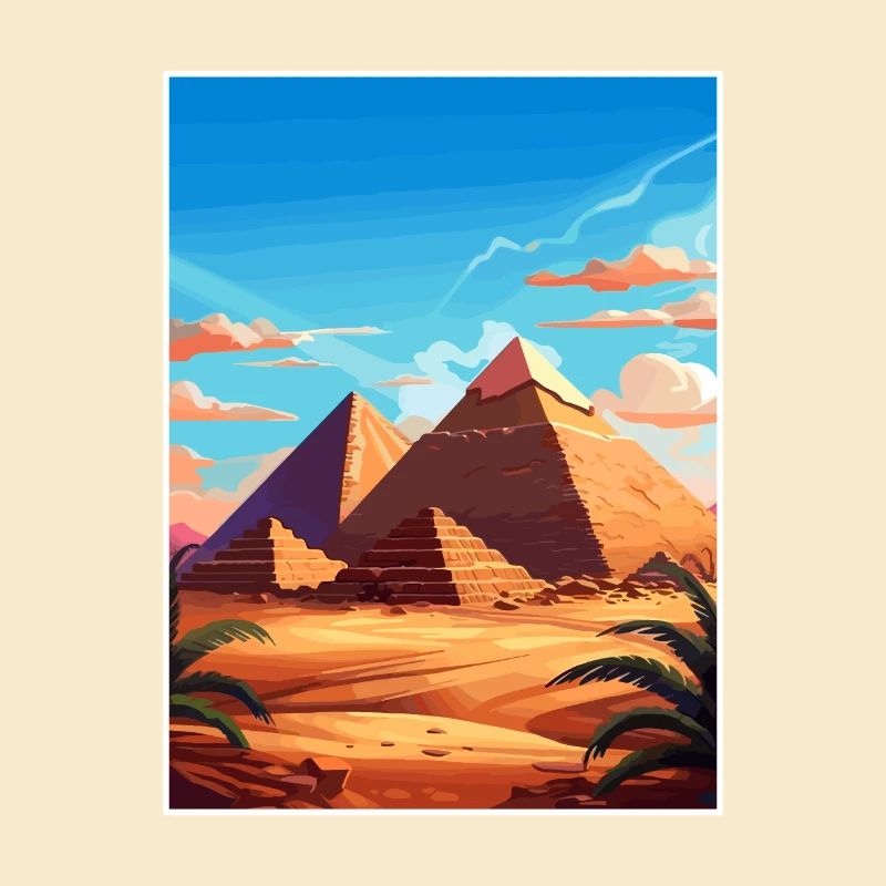 Le Caire, Égypte, Grandes Pyramides De Gizeh, Affiche De Voyage
