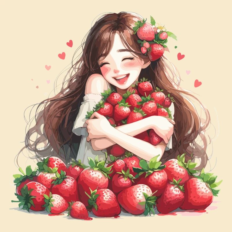 Erdbeermädchen Erdbeeren Geschenk
