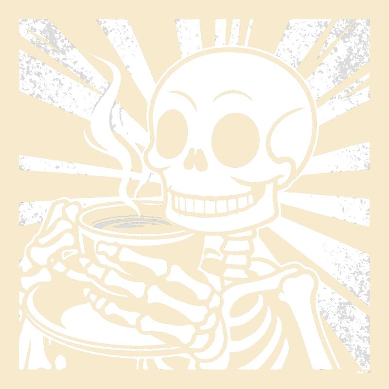 Skeleton drinking coffee