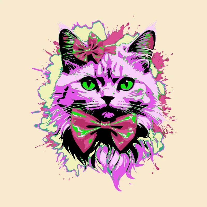 Neonkatze mit Fliege
