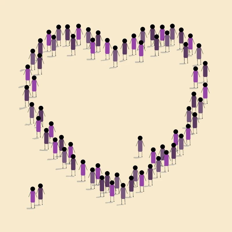 Foule, Coeur, Cohésion, Communauté, Violet