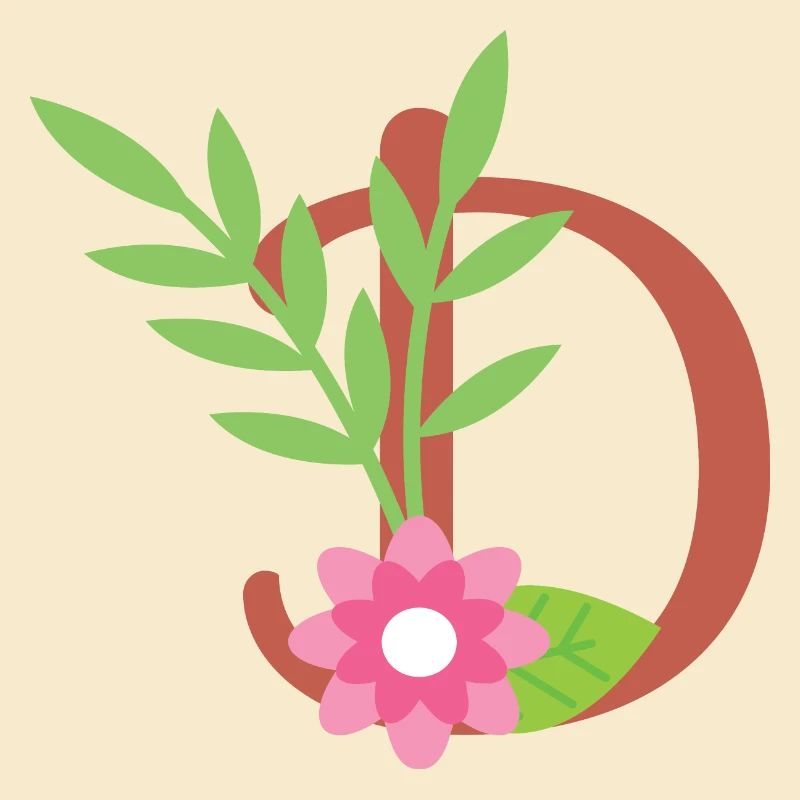 Eleganter Buchstabe 'D' mit Blumen