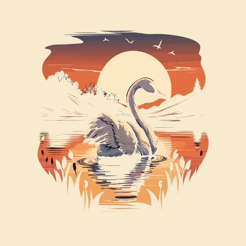 Tranquil Elegance: Swan on a Calm Lake