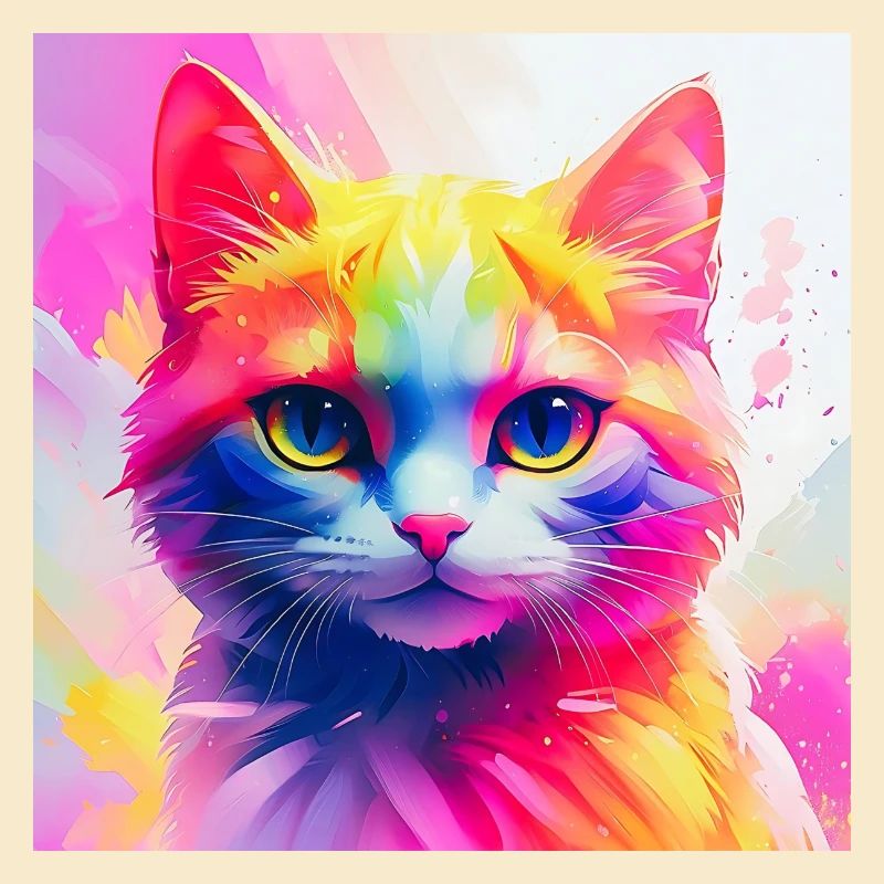 Vibrant Rainbow Cat Artwork