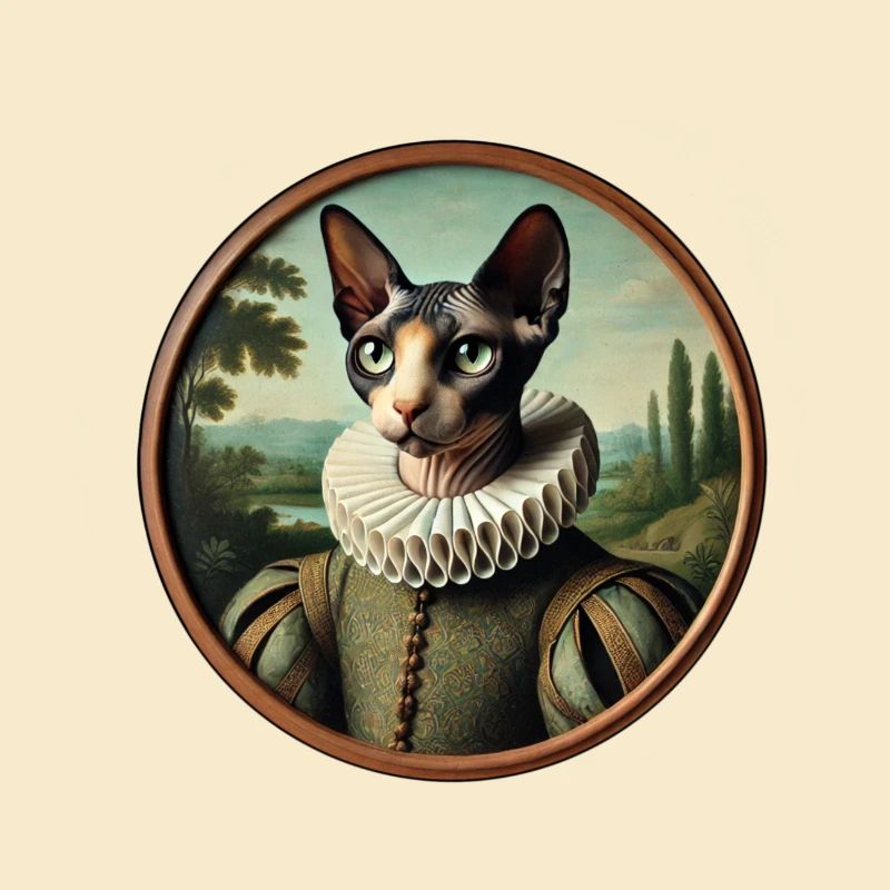 Portrait d’un chat sphynx de style Renaissance
