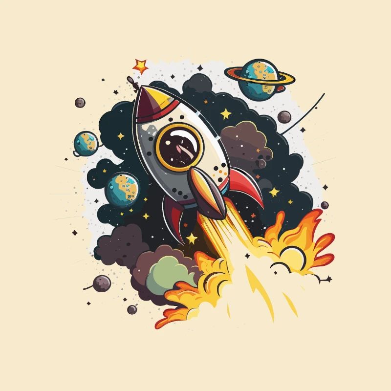 Cosmic Journey: Ein digitales Kunstwerk eines Raketenschiffs