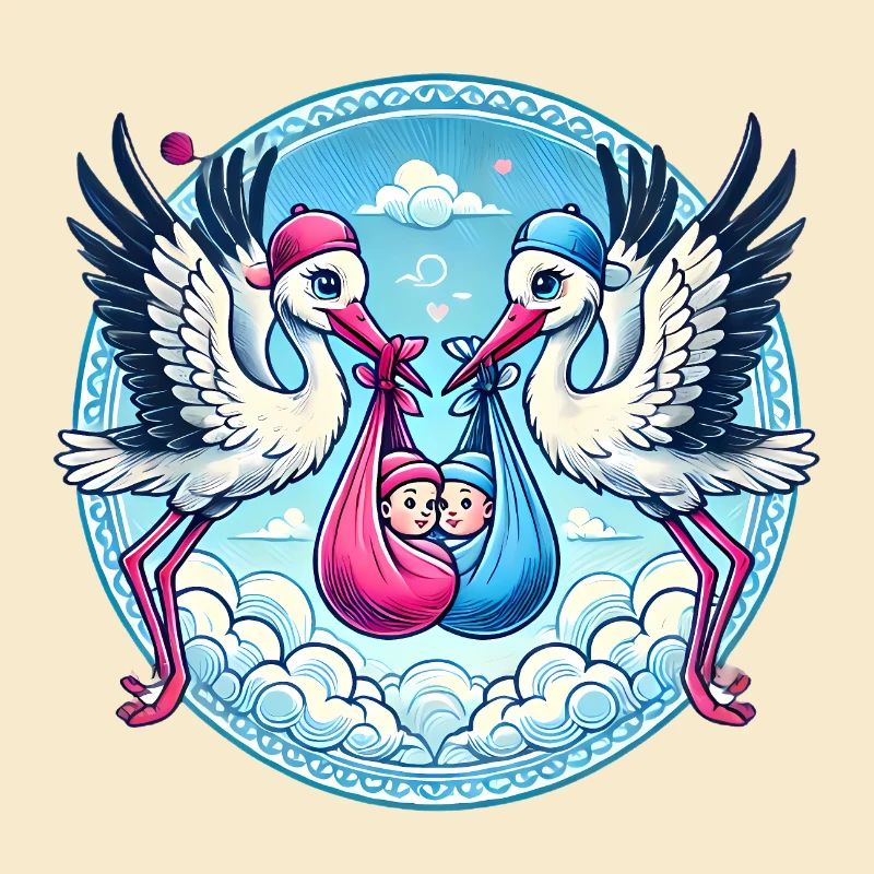 Rosa oder Blauer Storch Baby Bundle Design