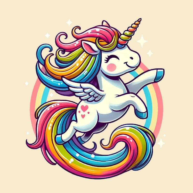 Fröhliches Regenbogen-Einhorn-Design